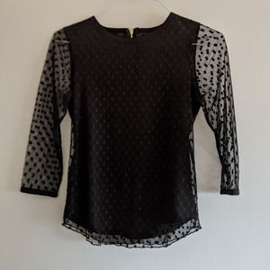 Ann Taylor Mesh Long Sleeve Blouse